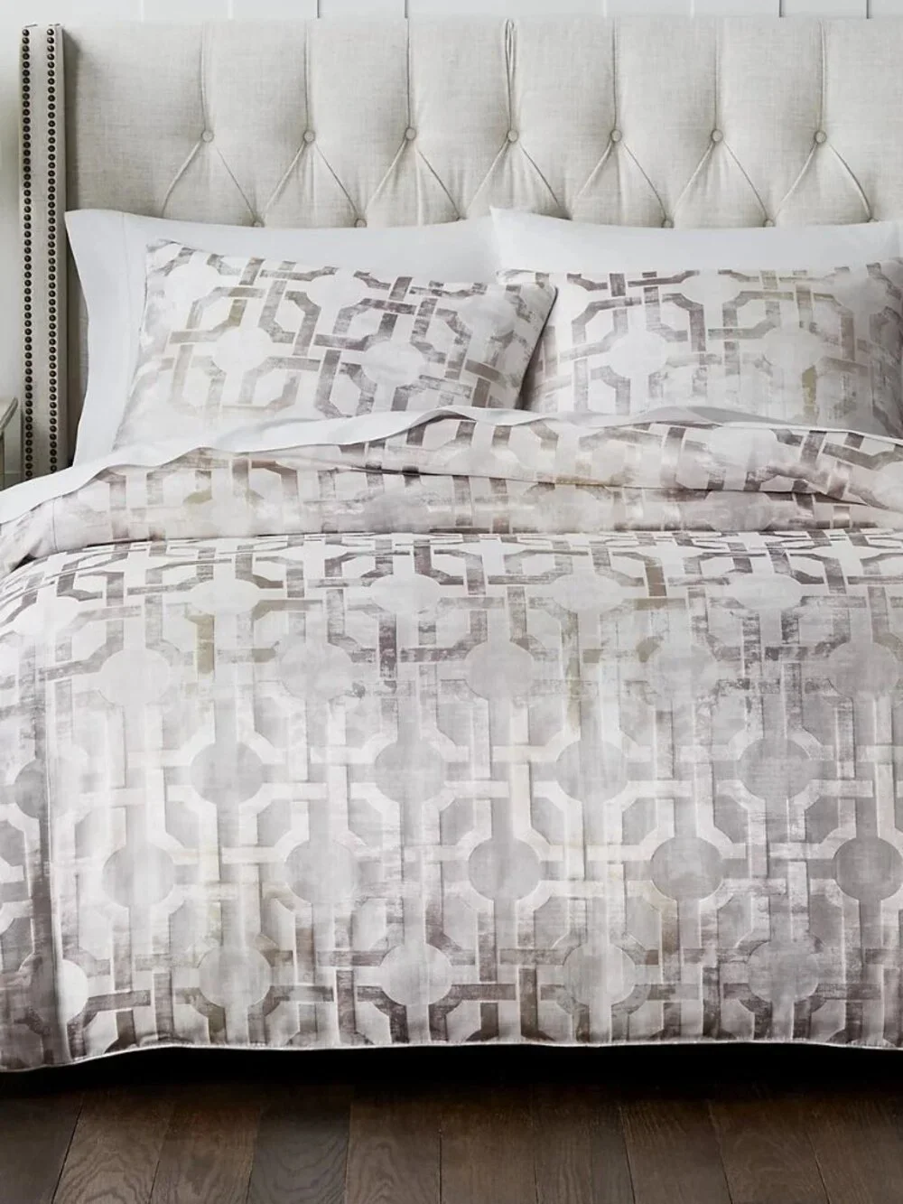 Hotel Collection Luxury Fresco 3Pc Queen Duvet Cover Set Gold Jacquard